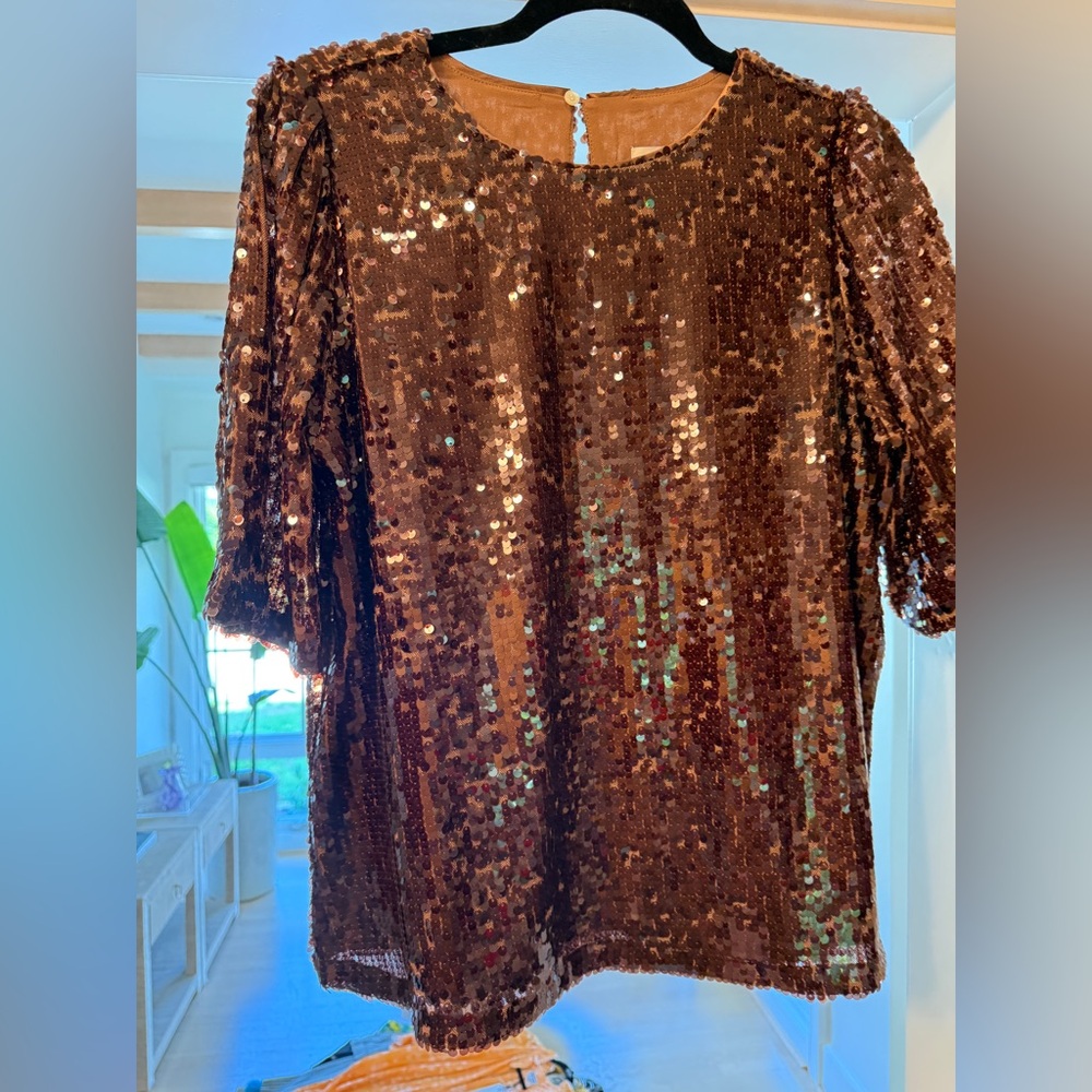 Brown Sequin Loft shirt Size M